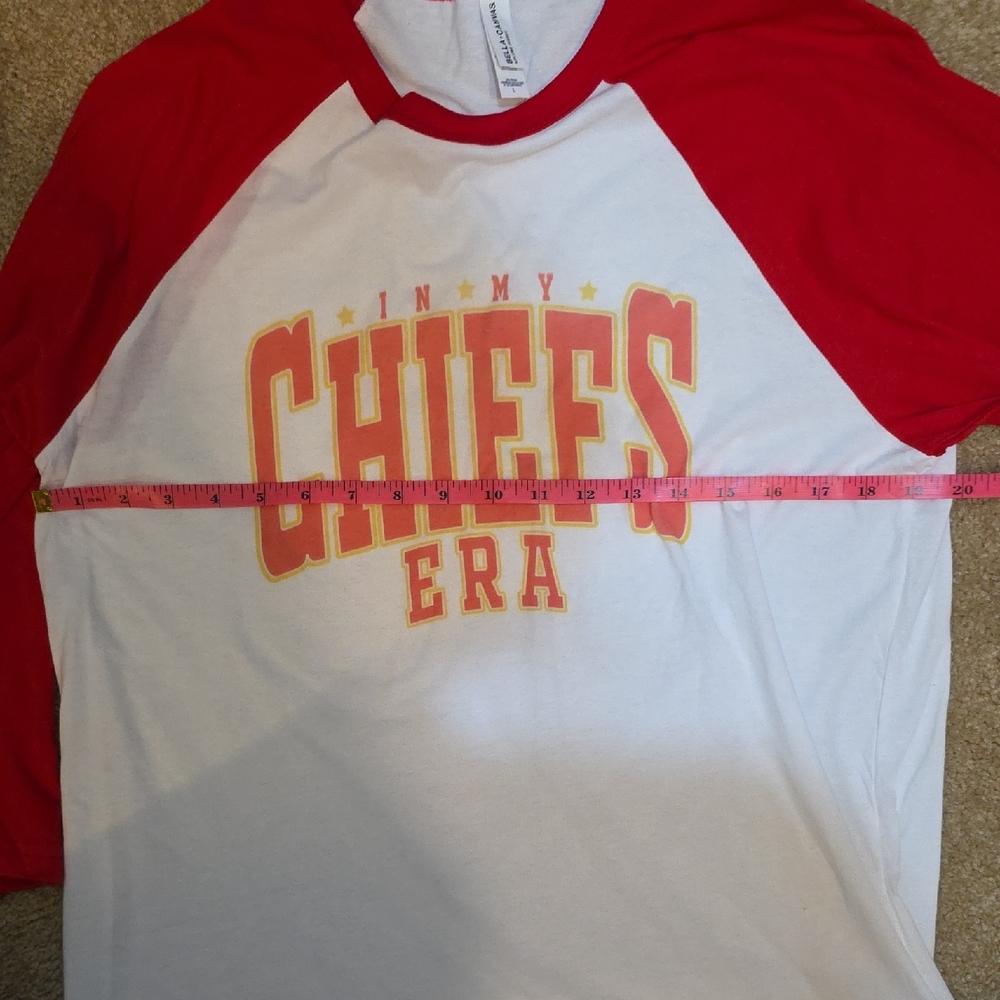 Chiefs Era Red‎ and White Raglan Tee Size Large - Picture 4 of 5